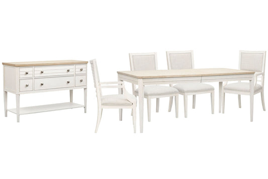 Salt Life Home - Echo Isles Sea Pearl And Driftwood Extendable Rectangular Dining Table With 2 Side Chairs 2 Arm Chairs And Sideboard - D6310-20-KIT14 view 1