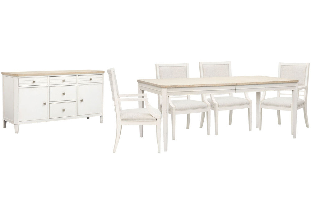 Salt Life Home - Echo Isles Sea Pearl And Driftwood Extendable Rectangular Dining Table With 4 Arm Chairs And Buffet - D6310-20-KIT9 view 1