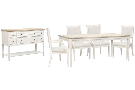 Salt Life Home - Echo Isles Sea Pearl And Driftwood Extendable Rectangular Dining Table With 4 Arm Chairs And Sideboard - D6310-20-KIT8 view 1