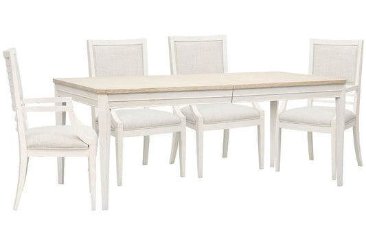 Salt Life Home - Echo Isles Sea Pearl And Driftwood Extendable Rectangular Dining Table With 4 Arm Chairs - D6310-20-KIT7 view 1
