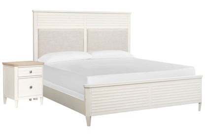 Salt Life Home - Echo Isles Sea Pearl And Driftwood King Upholstered Panel Bed With Telephone Table - B6310-65-KIT6 view 1