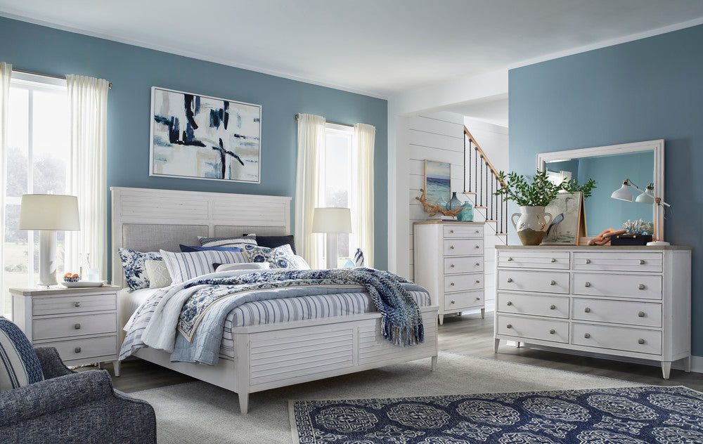 Salt Life Home - Echo Isles Sea Pearl And Driftwood King Upholstered Panel Bed With Telephone Table - B6310-65-KIT6 view 9