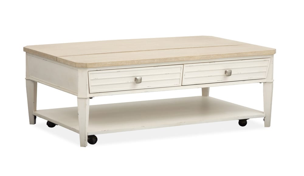 Salt Life Home - Echo Isles Sea Pearl And Driftwood Lift Top Storage Cocktail Table With Casters - T6310-50 view 1
