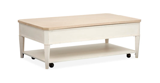 Salt Life Home - Echo Isles Sea Pearl And Driftwood Lift Top Storage Cocktail Table With Casters - T6310-50 view 2
