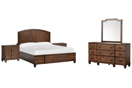 Salt Life Home - Sugar Mill Spiced Rum King Panel Bed 2 Bachelor Chests And Drawer Dresser With Shaped Mirror - B5832-64-KIT8 view 1