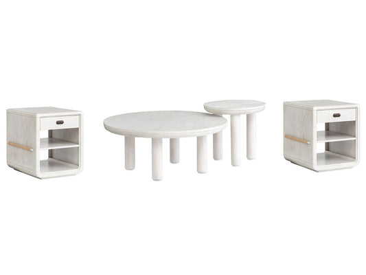 Salt Life Home - Sunset Cove Moonlight Pearl Nesting Cocktail Table With 2 Chairside End Table - T5879-52KIT2 view 1