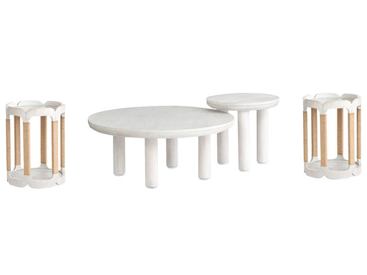 Salt Life Home - Sunset Cove Moonlight Pearl Nesting Cocktail Table With 2 Drum Table - T5879-52KIT4 view 1
