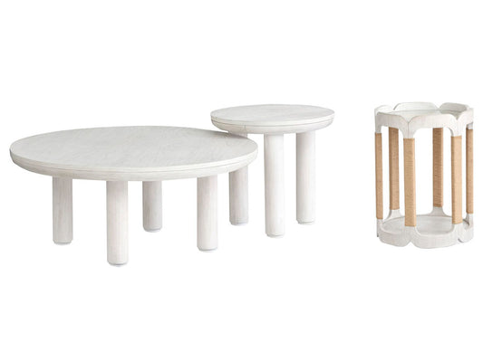 Salt Life Home - Sunset Cove Moonlight Pearl Nesting Cocktail Table With Drum Table - T5879-52KIT3 view 1
