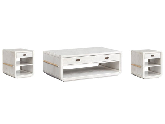 Salt Life Home - Sunset Cove Moonlight Pearl Rectangular Cocktail Table With 2 Chairside End Table - T5879-43KIT2 view 1