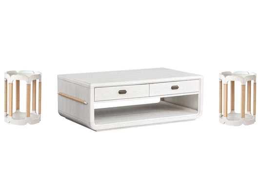 Salt Life Home - Sunset Cove Moonlight Pearl Rectangular Cocktail Table With 2 Drum Table - T5879-43KIT4 view 1