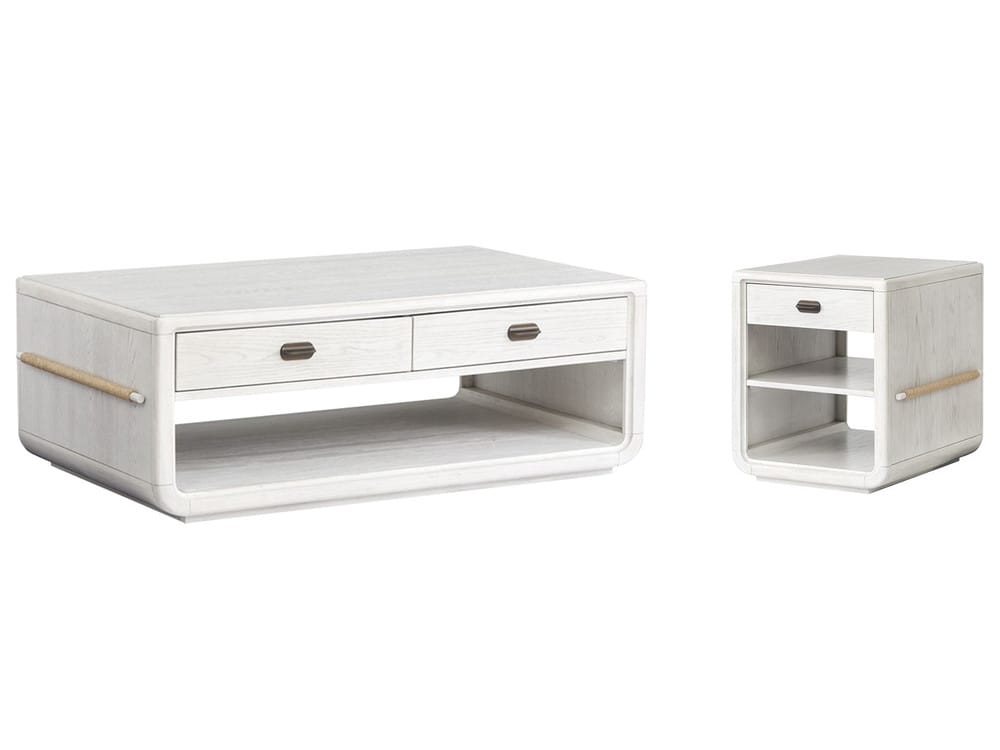 Salt Life Home - Sunset Cove Moonlight Pearl Rectangular Cocktail Table With Chairside End Table - T5879-43KIT1 view 1
