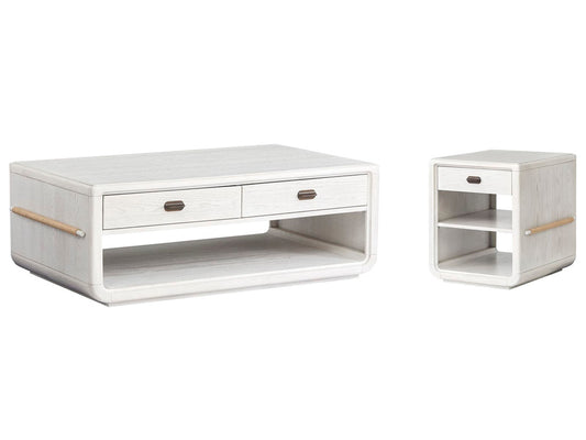 Salt Life Home - Sunset Cove Moonlight Pearl Rectangular Cocktail Table With Chairside End Table - T5879-43KIT1 view 1