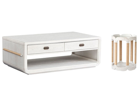 Salt Life Home - Sunset Cove Moonlight Pearl Rectangular Cocktail Table With Drum Table - T5879-43KIT3 view 1
