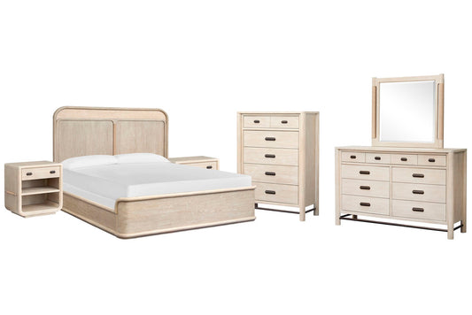 Salt Life Home - Sunset Cove Sanibel Brown California King Panel Bed 2 Open Nightstands Drawer Dresser With Landscape Mirror And Drawer Chest - B5783-74-KIT15 view 1