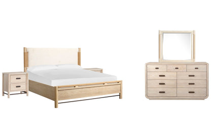 Salt Life Home - Sunset Cove Sanibel Brown California King Panel Upholstered Bed 2 Nightstands And 9 Drawer Dresser With Landscape Mirror - B5783-75-KIT6 view 1