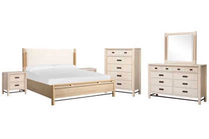 Salt Life Home - Sunset Cove Sanibel Brown California King Panel Upholstered Bed 2 Nightstands Drawer Dresser With Landscape Mirror And Drawer Chest - B5783-75-KIT7 view 1