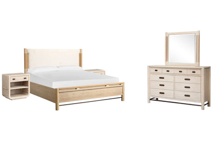 Salt Life Home - Sunset Cove Sanibel Brown California King Panel Upholstered Bed 2 Open Nightstands And Drawer Dresser With Landscape Mirror - B5783-75-KIT13 view 1
