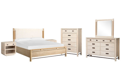Salt Life Home - Sunset Cove Sanibel Brown California King Panel Upholstered Bed 2 Open Nightstands Drawer Dresser With Landscape Mirror And Drawer Chest - B5783-75-KIT15 view 1