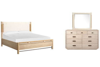 Salt Life Home - Sunset Cove Sanibel Brown California King Panel Upholstered Bed And 9 Drawer Dresser With Landscape Mirror - B5783-75-KIT4 view 1