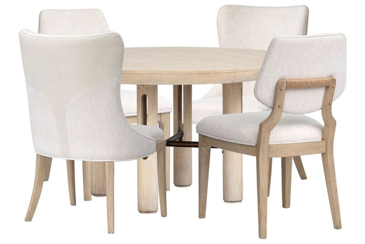 Salt Life Home - Sunset Cove Sanibel Brown Extendable Round Dining Table With 2 Upholstered Side Chairs And 2 Host Chairs - D5783-24-KIT13 view 1