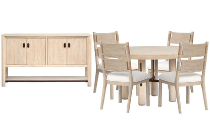 Salt Life Home - Sunset Cove Sanibel Brown Extendable Round Dining Table With 4 Side Chairs And Buffet - D5783-24-KIT3 view 1