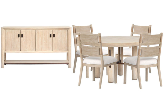 Salt Life Home - Sunset Cove Sanibel Brown Extendable Round Dining Table With 4 Side Chairs And Buffet - D5783-24-KIT3 view 1