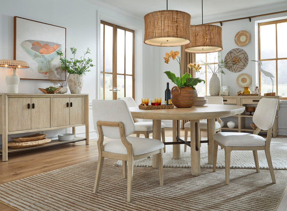 Salt Life Home - Sunset Cove Sanibel Brown Extendable Round Dining Table With 4 Upholstered Side Chairs - D5783-24-KIT4 view 11