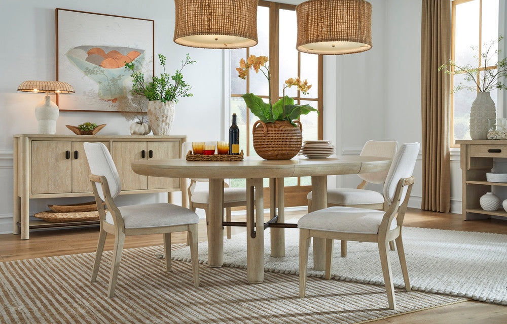Salt Life Home - Sunset Cove Sanibel Brown Extendable Round Dining Table With 4 Upholstered Side Chairs - D5783-24-KIT4 view 12