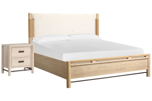 Salt Life Home - Sunset Cove Sanibel Brown King Panel Upholstered Bed With Nightstand - B5783-65-KIT1 view 1