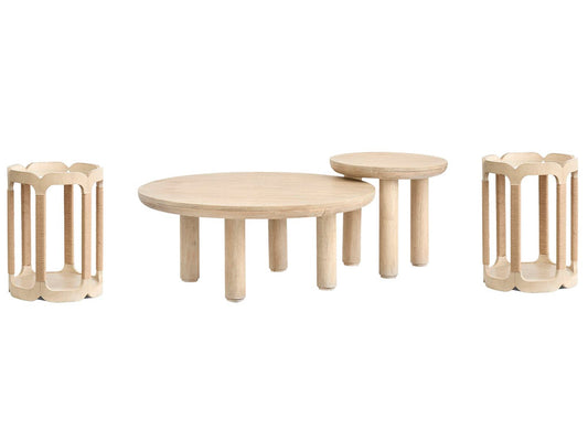 Salt Life Home - Sunset Cove Sanibel Brown Nesting Caster Cocktail Table With 2 Drum Table - T5783-52KIT4 view 1