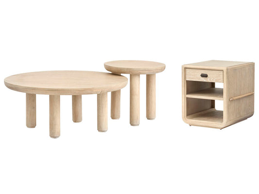 Salt Life Home - Sunset Cove Sanibel Brown Nesting Caster Cocktail Table With Chairside End Table - T5783-52KIT1 view 1