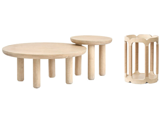 Salt Life Home - Sunset Cove Sanibel Brown Nesting Caster Cocktail Table With Drum Table - T5783-52KIT3 view 1