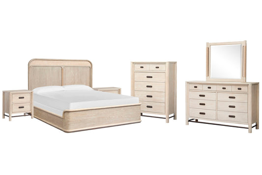 Salt Life Home - Sunset Cove Sanibel Brown Queen Panel Bed 2 Nightstands Drawer Dresser With Landscape Mirror And Drawer Chest - B5783-54-KIT7 view 1