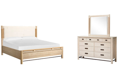 Salt Life Home - Sunset Cove Sanibel Brown Queen Panel Upholstered Bed And Drawer Dresser With Landscape Mirror - B5783-55-KIT3 view 1