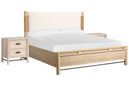 Salt Life Home - Sunset Cove Sanibel Brown Queen Panel Upholstered Bed With 2 Nightstands - B5783-55-KIT2 view 1
