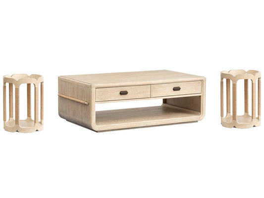 Salt Life Home - Sunset Cove Sanibel Brown Rectangular Caster Cocktail Table With 2 Drum Table - T5783-43KIT4 view 1