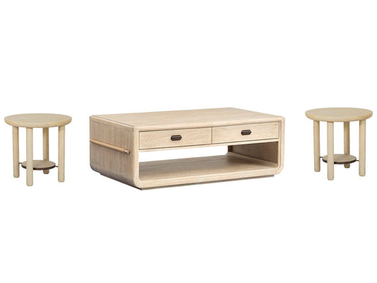 Salt Life Home - Sunset Cove Sanibel Brown Rectangular Caster Cocktail Table With 2 Round End Table - T5783-43KIT6 view 1