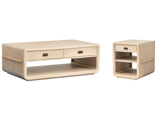 Salt Life Home - Sunset Cove Sanibel Brown Rectangular Caster Cocktail Table With Chairside End Table - T5783-43KIT1 view 1