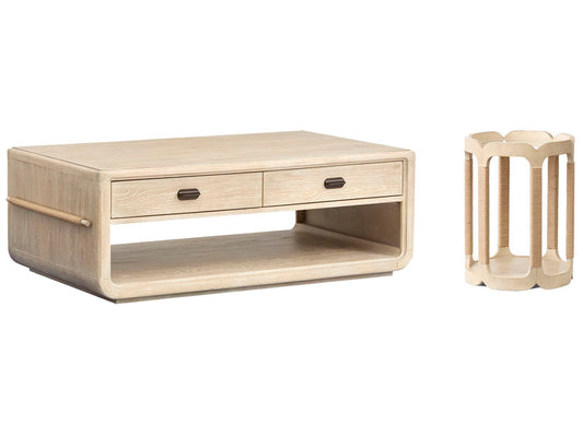 Salt Life Home - Sunset Cove Sanibel Brown Rectangular Caster Cocktail Table With Drum Table - T5783-43KIT3 view 1