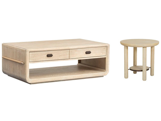 Salt Life Home - Sunset Cove Sanibel Brown Rectangular Caster Cocktail Table With Round End Table - T5783-43KIT5 view 1