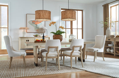 Salt Life Home - Sunset Cove Sanibel Brown Trestle Dining Table With 2 Side Chairs 2 Host Chairs And Buffet - D5783-21-KIT21 view 11
