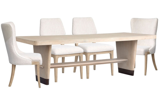 Salt Life Home - Sunset Cove Sanibel Brown Trestle Dining Table With 2 Upholstered Side Chairs And 2 Host Chairs - D5783-21-KIT28 view 1