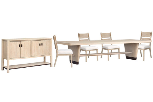 Salt Life Home - Sunset Cove Sanibel Brown Trestle Dining Table With 4 Side Chairs And Buffet - D5783-21-KIT3 view 1