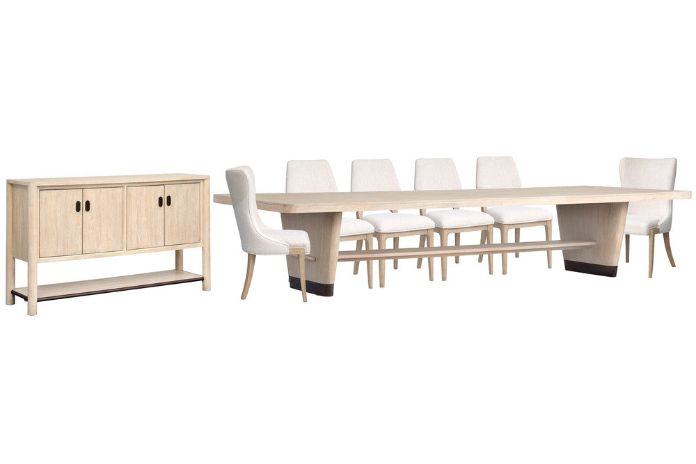 Salt Life Home - Sunset Cove Sanibel Brown Trestle Dining Table With 4 Upholstered Side Chairs 2 Host Chairs And Buffet - D5783-21-KIT33 view 1