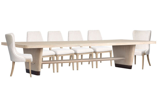 Salt Life Home - Sunset Cove Sanibel Brown Trestle Dining Table With 4 Upholstered Side Chairs And 2 Host Chairs - D5783-21-KIT31 view 1