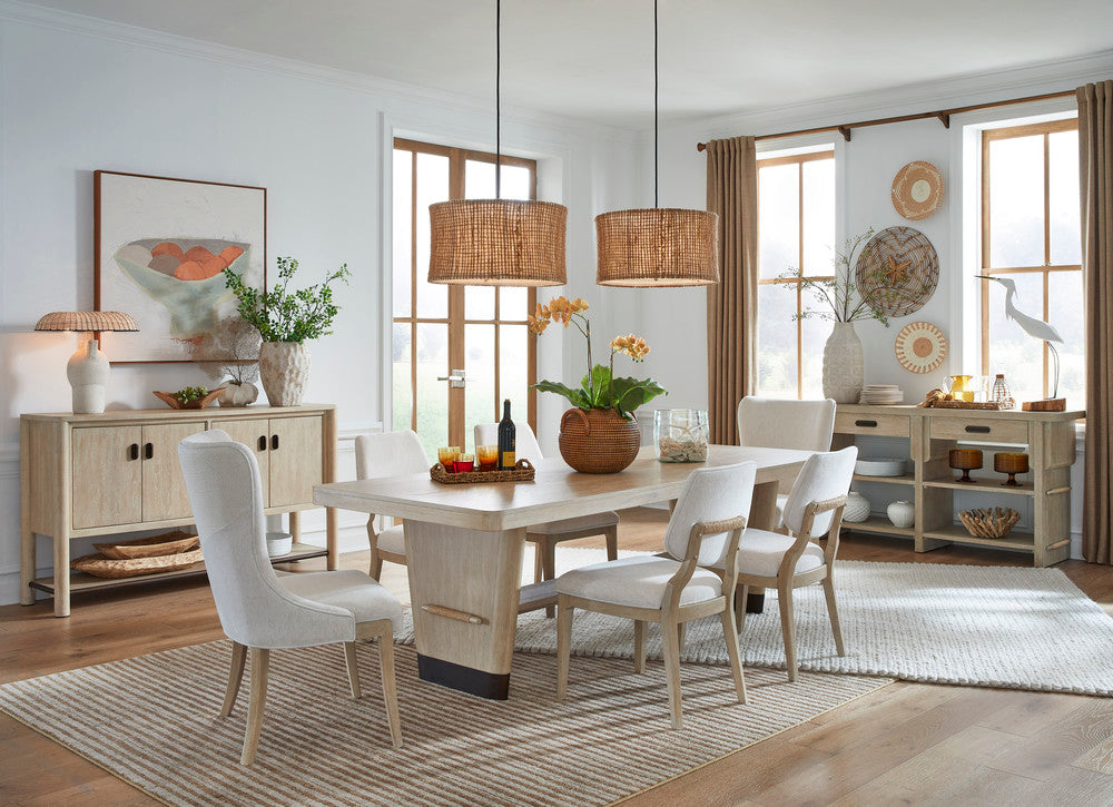 Salt Life Home - Sunset Cove Sanibel Brown Trestle Dining Table With 4 Upholstered Side Chairs And Buffet - D5783-21-KIT12 view 10