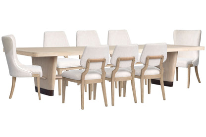 Salt Life Home - Sunset Cove Sanibel Brown Trestle Dining Table With 6 Upholstered Side Chairs And 2 Host Chairs - D5783-21-KIT34 view 1