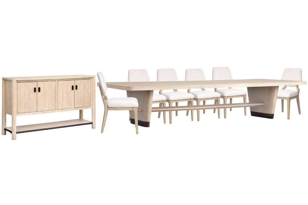 Salt Life Home - Sunset Cove Sanibel Brown Trestle Dining Table With 6 Upholstered Side Chairs And Buffet - D5783-21-KIT15 view 1