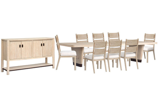 Salt Life Home - Sunset Cove Sanibel Brown Trestle Dining Table With 8 Side Chairs And Buffet - D5783-21-KIT9 view 1