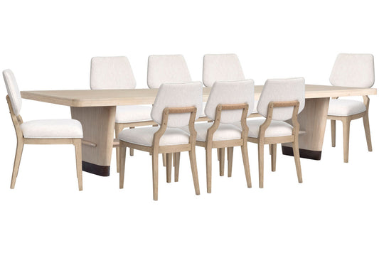 Salt Life Home - Sunset Cove Sanibel Brown Trestle Dining Table With 8 Upholstered Side Chairs - D5783-21-KIT16 view 1